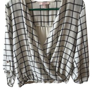 Tempted Black and White Grid Blouse